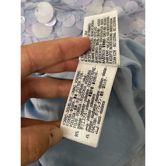 Zara Womens Mini Sequin Skirt Size S Light Blue Short Side Zip 3920/221 NWT - Picture 14 of 16